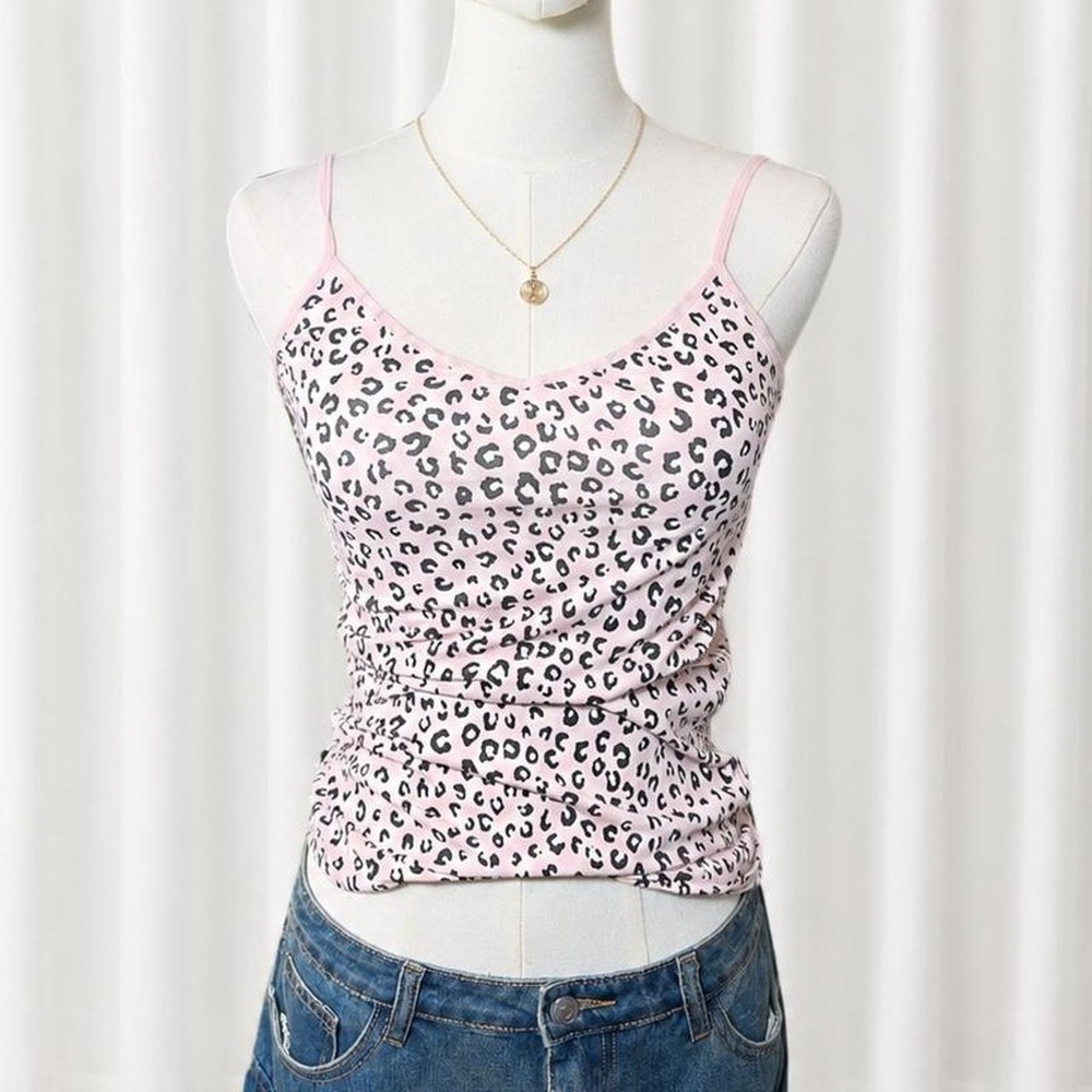 Y2K Baby Pink Leopard Print Cami
